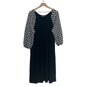 Slinky Brand Acetate Black Ballon Sleeve Scoop Neck Pull On Dress Size 1X